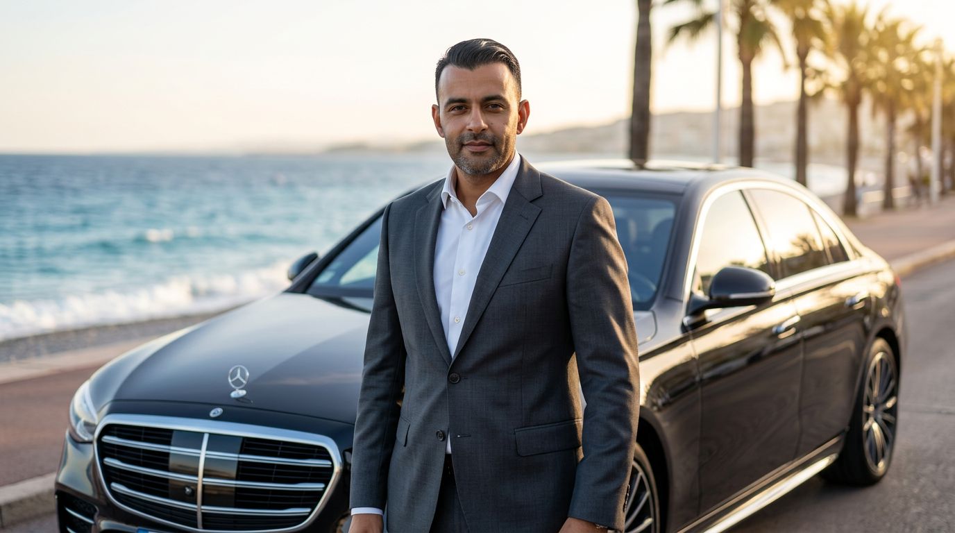 Transfert aéroport Nice — Mercedes privée Promenade des Anglais